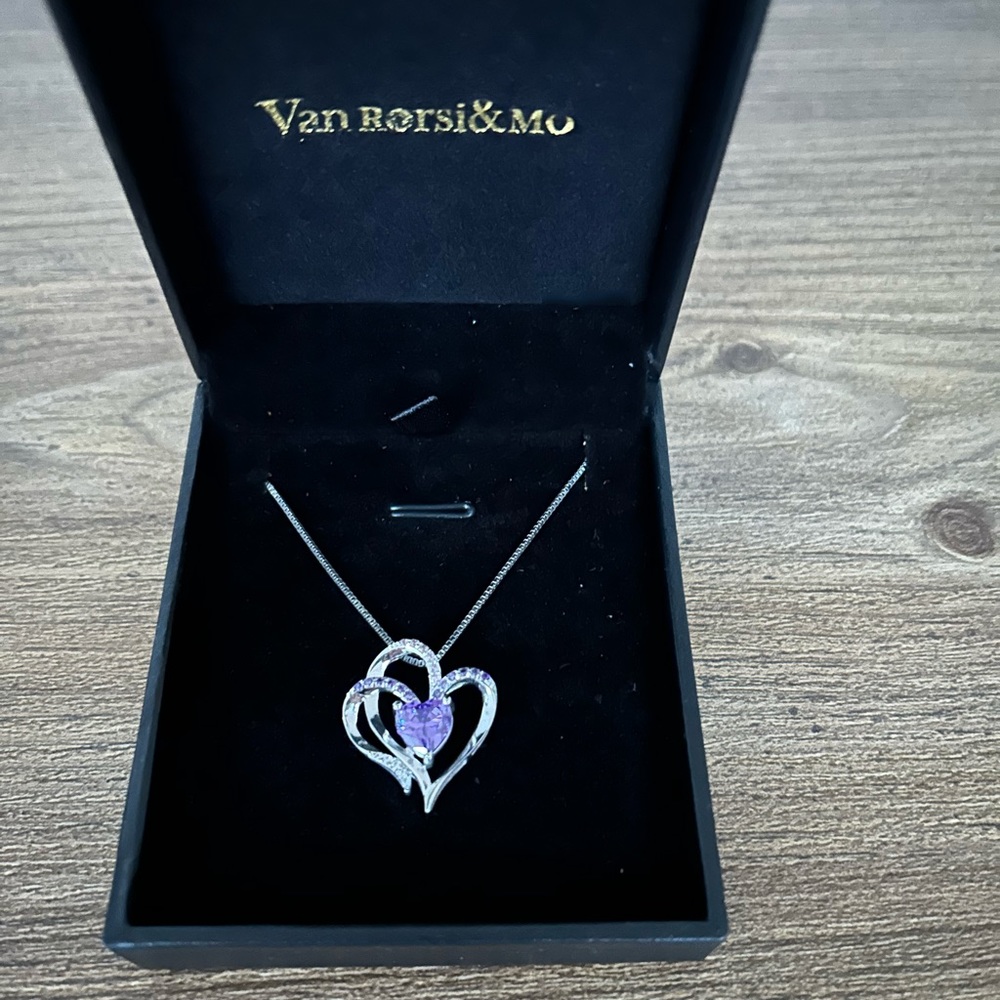 Van Rorsi & Mo Sterling Silver & Purple Crystal Necklace - new in box